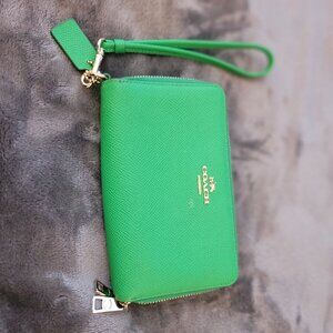 Coach Long Zip Around Wallet in Kelly Green